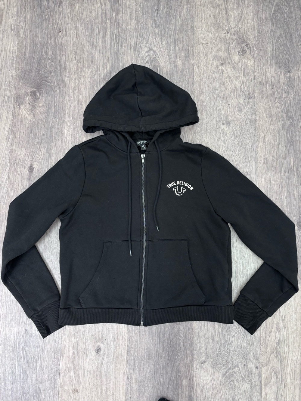 True Religion Women’s Black Zip Hoodie with Logo